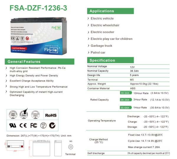 12V 36.3Ah Automotive Battery