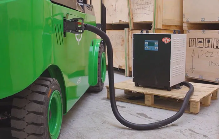 Forklift battery charging